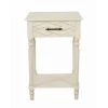 18 in. Anthony Vanilla Bean Square Wood Side Table with Drawer and Shelf by Decor Therapy