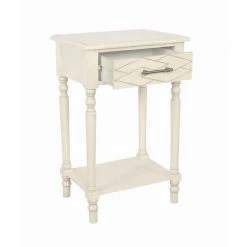 18 in. Anthony Vanilla Bean Square Wood Side Table with Drawer and Shelf by Decor Therapy -Decor Therapy Sale vanilla bean decor therapy end side tables fr11432 77 1000