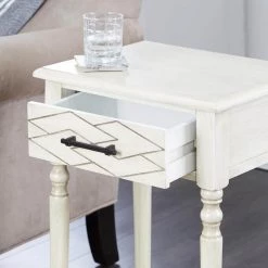 18 in. Anthony Vanilla Bean Square Wood Side Table with Drawer and Shelf by Decor Therapy -Decor Therapy Sale vanilla bean decor therapy end side tables fr11432 c3 1000