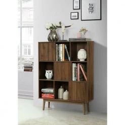 Montery Midcentury 44.8 in. Walnut Wood 6-Shelf BookCase by 4D Concepts -Decor Therapy Sale walnut 4d concepts bookcases bookshelves 10103 31 1000