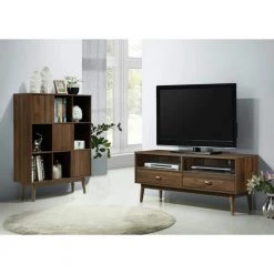 Montery Midcentury 44.8 in. Walnut Wood 6-Shelf BookCase by 4D Concepts -Decor Therapy Sale walnut 4d concepts bookcases bookshelves 10103 c3 1000