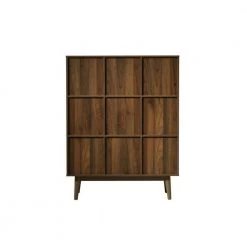 44 in. Walnut Wood 9-shelf Cube Bookcase with Doors by 4D Concepts -Decor Therapy Sale walnut 4d concepts bookcases bookshelves 151386 76 1000