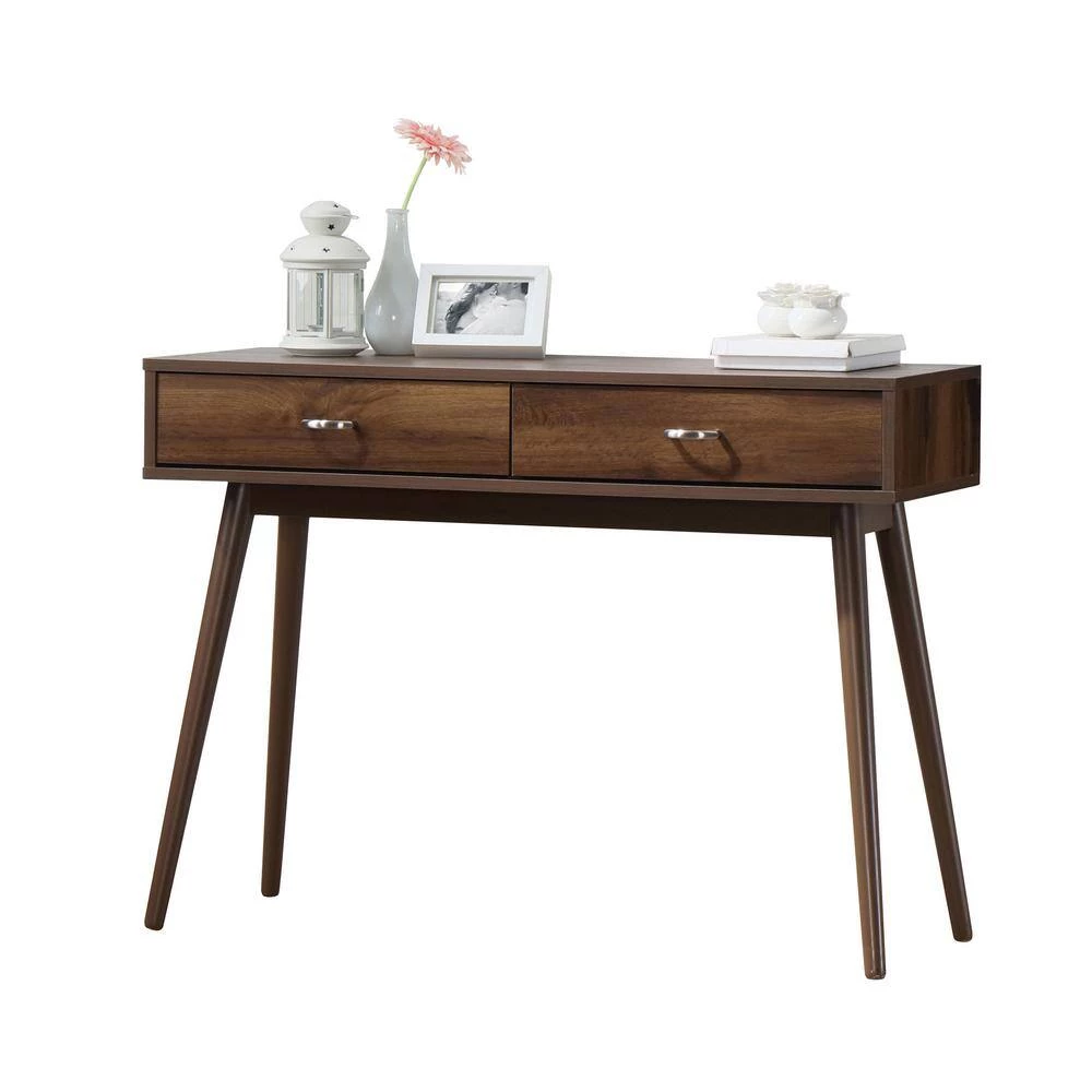 41 in. Rectangular Walnut 2 Drawer Wood Writing Desk by 4D Concepts 2 41 in. Rectangular Walnut 2 Drawer Wood Writing Desk by 4D Concepts - Image 2