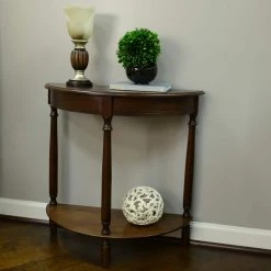 Simplicity 29 in. Walnut Half-Round Wood Console Table with Storage by Decor Therapy -Decor Therapy Sale walnut decor therapy console tables fr1478 31 1000
