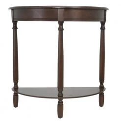 Simplicity 29 in. Walnut Half-Round Wood Console Table with Storage by Decor Therapy