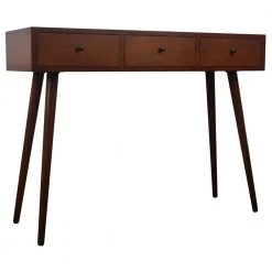 Mid 42 in. Walnut Standard Rectangle Wood Console Table with Drawers by Decor Therapy