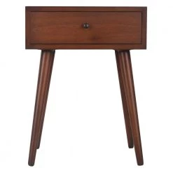 Mid Century Walnut 1-Drawer End Table by Decor Therapy