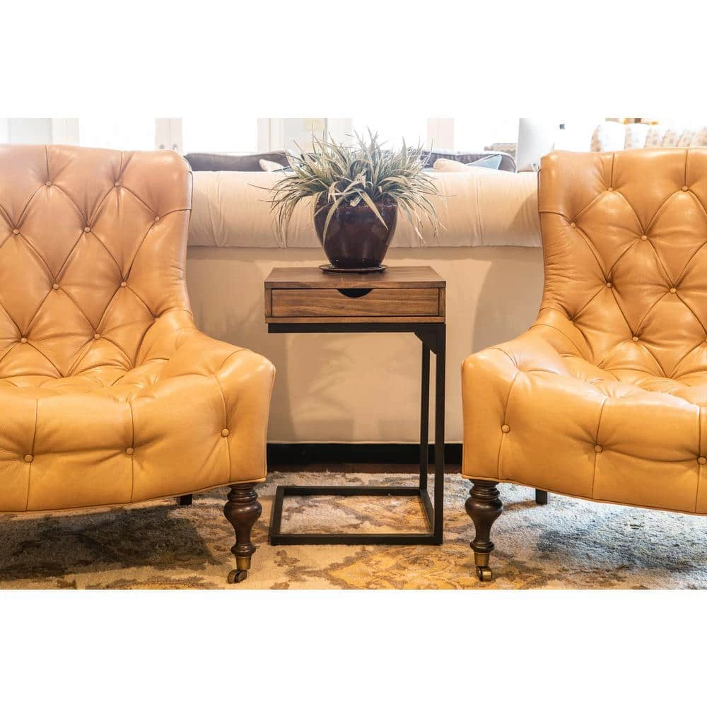 Porter Walnut C-Shaped Table with Drawer by Decor Therapy 7 Porter Walnut C-Shaped Table with Drawer by Decor Therapy - Image 7