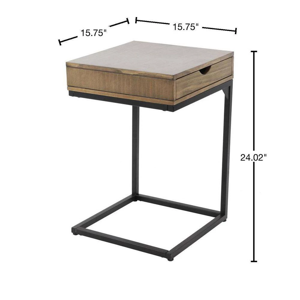 Porter Walnut C-Shaped Table with Drawer by Decor Therapy 3 Porter Walnut C-Shaped Table with Drawer by Decor Therapy - Image 3