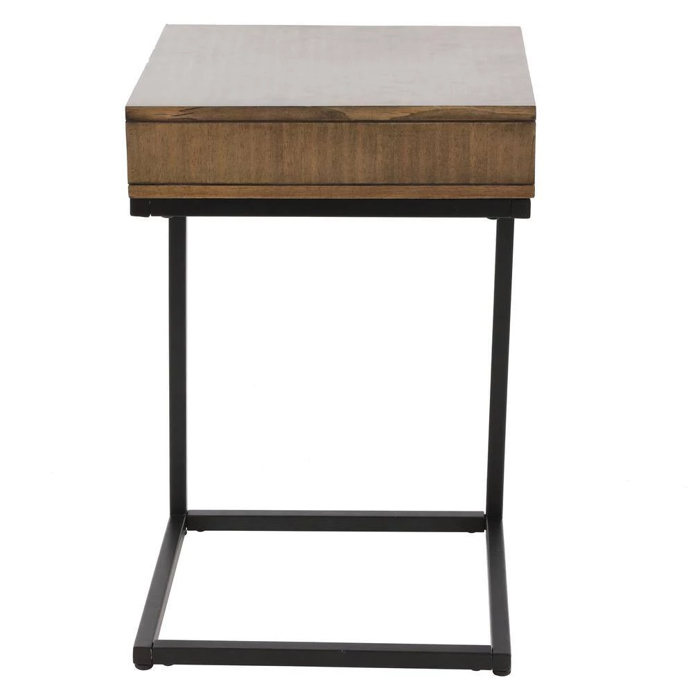 Porter Walnut C-Shaped Table with Drawer by Decor Therapy 2 Porter Walnut C-Shaped Table with Drawer by Decor Therapy - Image 2