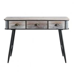 47 in. Rectangular Gray Wash/Black 3-Drawer Metal Writing Desk by 4D Concepts