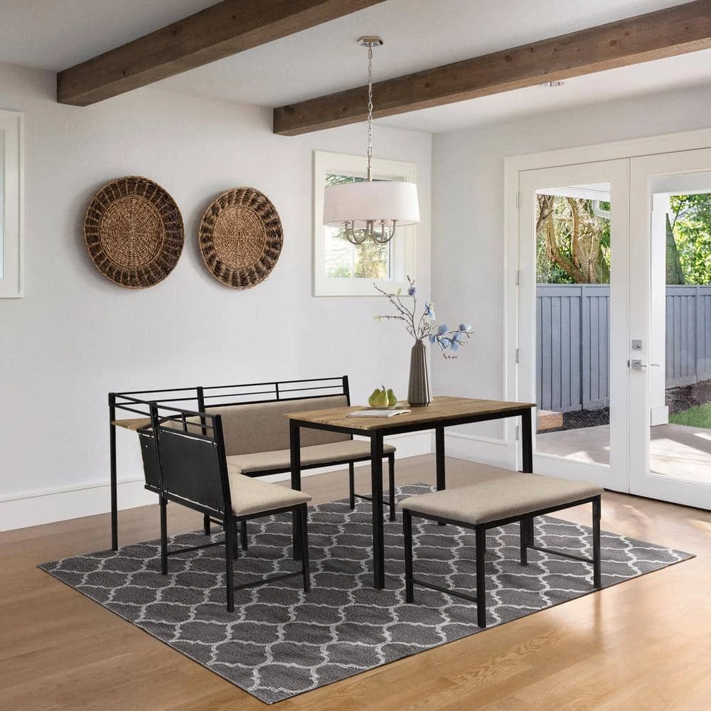 Edendale Boltzero Walnut Dining Set with Bench and Corner Nook by 4D Concepts 3 Edendale Boltzero Walnut Dining Set with Bench and Corner Nook by 4D Concepts - Image 3