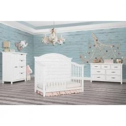 Belmar Weathered White Curve 5-in-1 Convertible Crib by Evolur -Decor Therapy Sale weathered white evolur cribs 883 ww 1f 1000