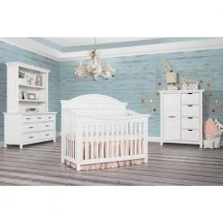 Belmar Weathered White Curve 5-in-1 Convertible Crib by Evolur -Decor Therapy Sale weathered white evolur cribs 883 ww 4f 1000