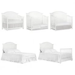 Belmar Weathered White Curve 5-in-1 Convertible Crib by Evolur -Decor Therapy Sale weathered white evolur cribs 883 ww c3 1000