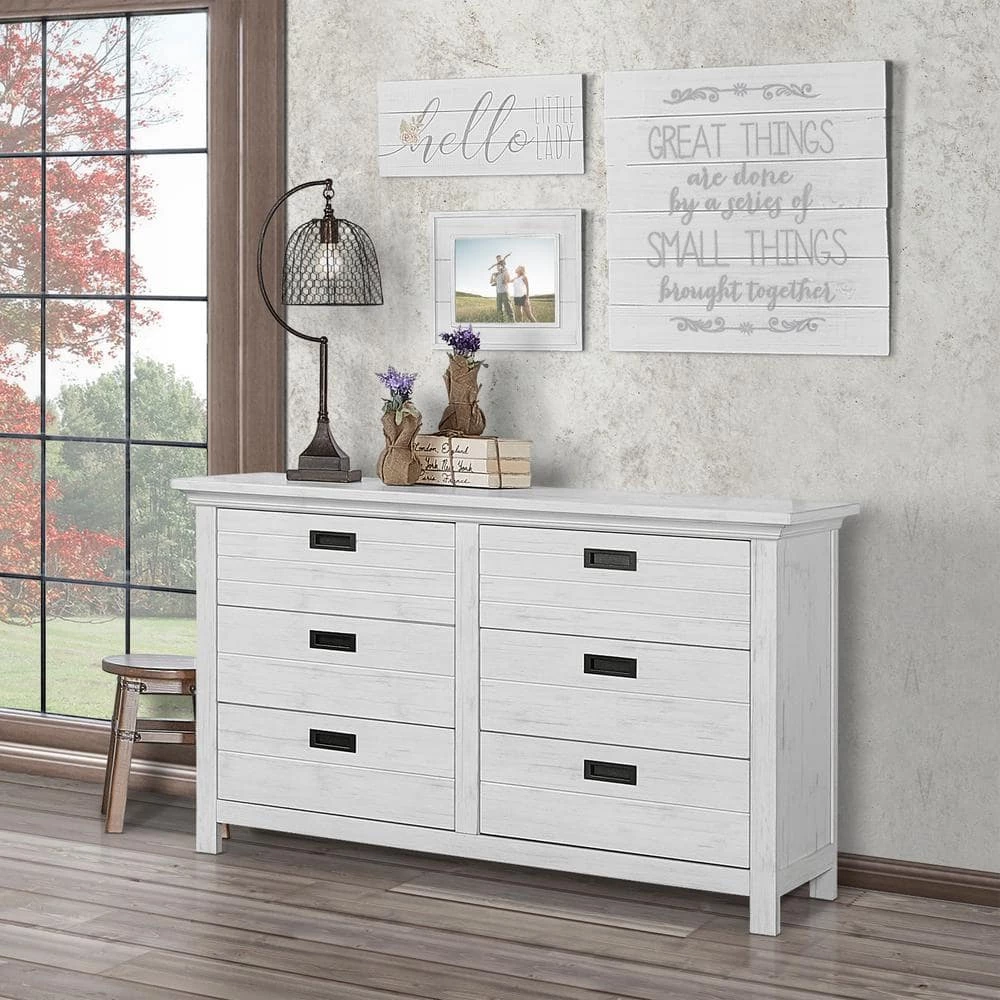 Waverly 6-Drawer Weathered White Dresser by Evolur 4 Waverly 6-Drawer Weathered White Dresser by Evolur - Image 4