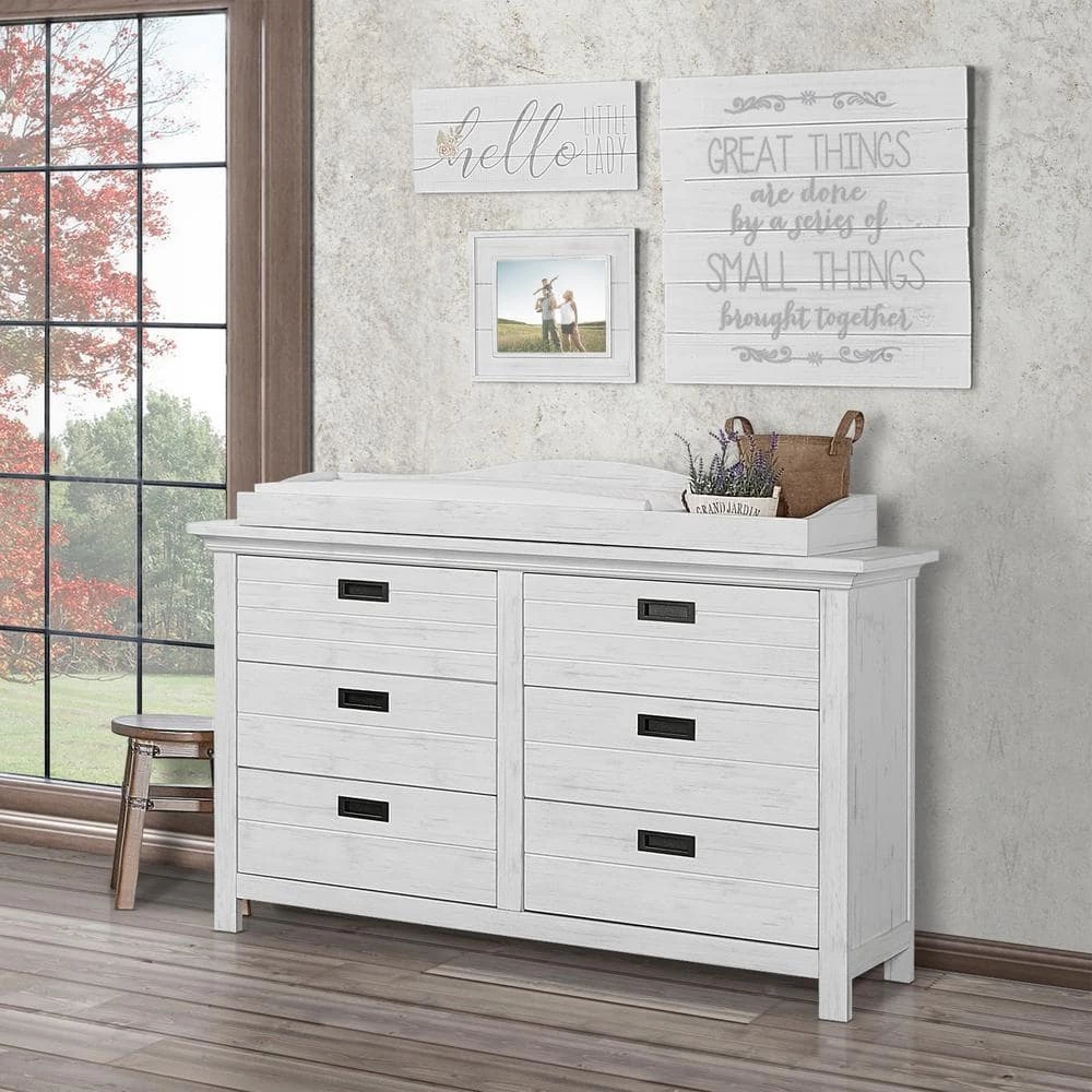 Waverly 6-Drawer Weathered White Dresser by Evolur 3 Waverly 6-Drawer Weathered White Dresser by Evolur - Image 3