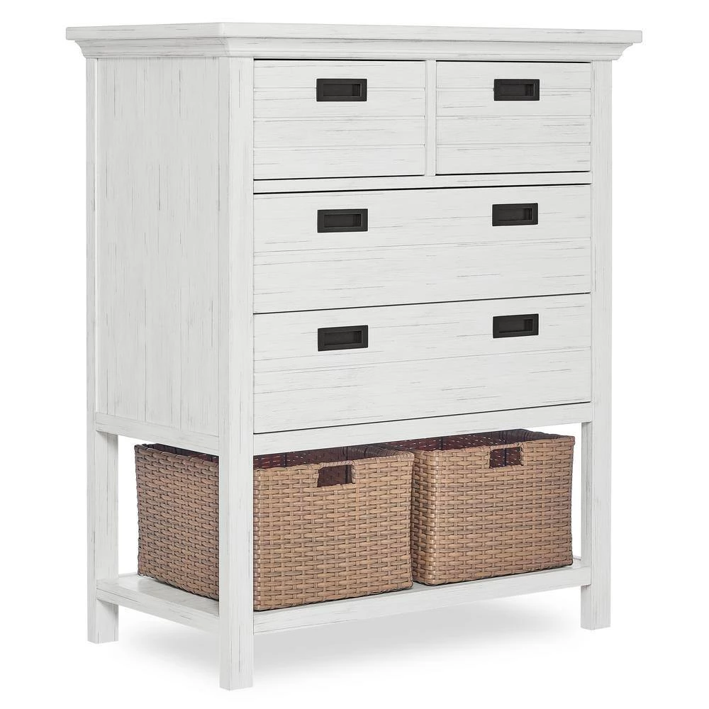 Waverly 4-Drawer Weathered White Chest with Baskets by Evolur 2 Waverly 4-Drawer Weathered White Chest with Baskets by Evolur - Image 2