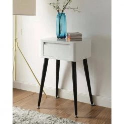 Etiwanda 32 in. White and Black Tall End Table by 4D Concepts -Decor Therapy Sale white and black 4d concepts end side tables 10077 c3 1000
