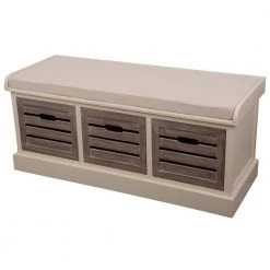 Melody White and Gray 3-Drawer Bench with Gray Cushion by Decor Therapy 12 Melody White and Gray 3-Drawer Bench with Gray Cushion by Decor Therapy -Decor Therapy Sale white and gray decor therapy dining benches fr6336 44 1000