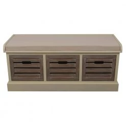Melody White and Gray 3-Drawer Bench with Gray Cushion by Decor Therapy 10 Melody White and Gray 3-Drawer Bench with Gray Cushion by Decor Therapy -Decor Therapy Sale white and gray decor therapy dining benches fr6336 c3 1000