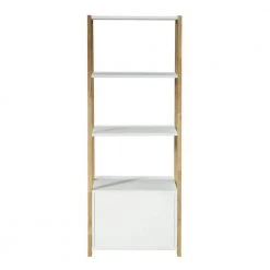 20.1 in. White/Natural Wood 3-shelf Accent Bookcase with Open Back by 4D Concepts