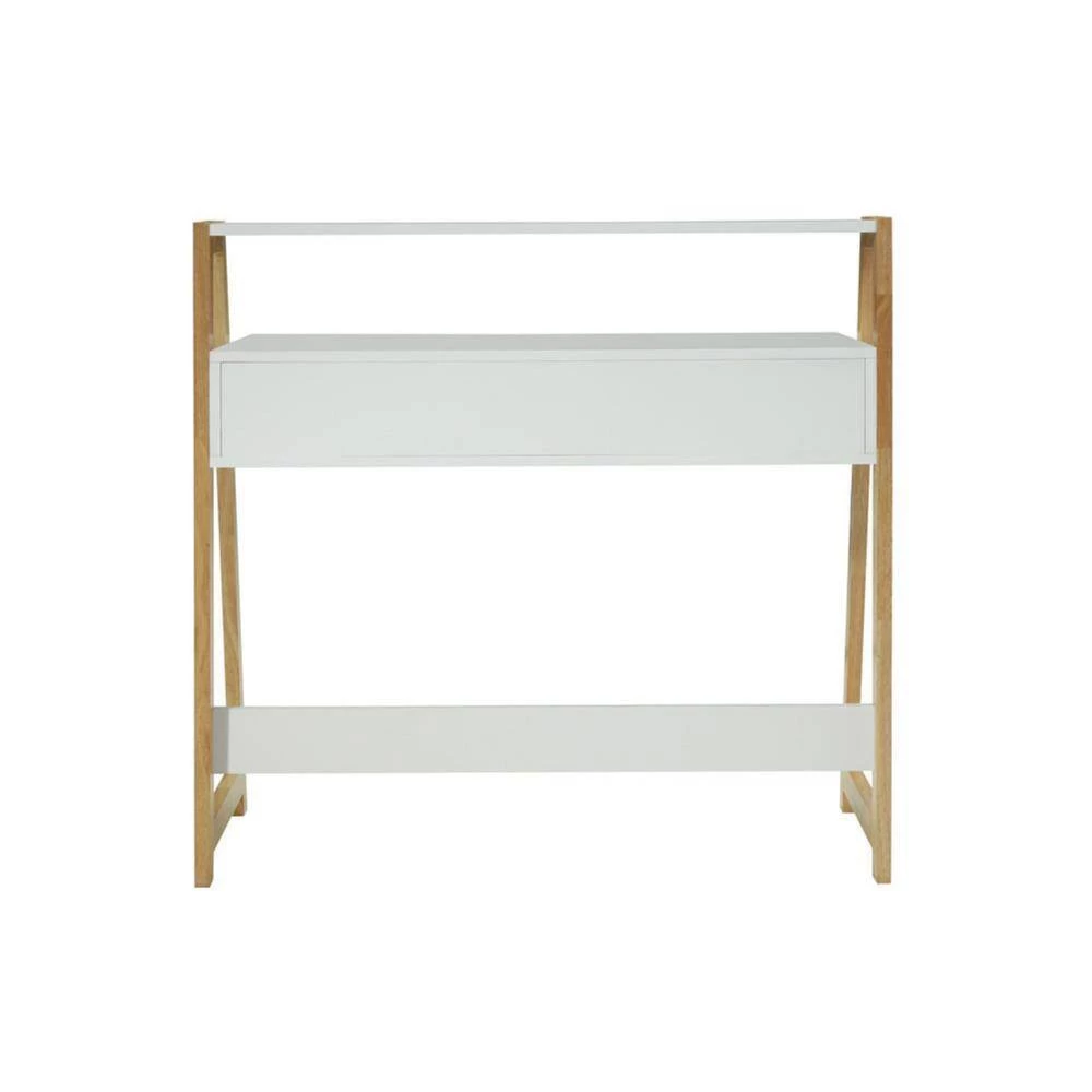 37.2 in. Rectangular White and Natural Wood 1 Drawer Writing Desks with Storage by 4D Concepts 6 37.2 in. Rectangular White and Natural Wood 1 Drawer Writing Desks with Storage by 4D Concepts - Image 6