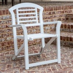 Fenton White Folding Wood Outdoor Arm Chair by Decor Therapy -Decor Therapy Sale white decor therapy accent chairs fr9562 31 1000