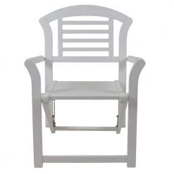 Fenton White Folding Wood Outdoor Arm Chair by Decor Therapy