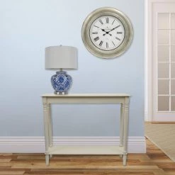 Simplify 37 in. White Standard Rectangle Wood Console Table with Shelves by Decor Therapy -Decor Therapy Sale white decor therapy console tables fr1577 31 1000