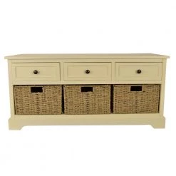 Montgomery White Storage Bench by Decor Therapy