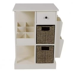 Nora White Accent Table with Storage and Shelves by Decor Therapy