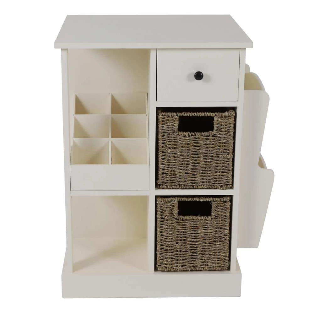 Nora White Accent Table with Storage and Shelves by Decor Therapy 1 Nora White Accent Table with Storage and Shelves by Decor Therapy