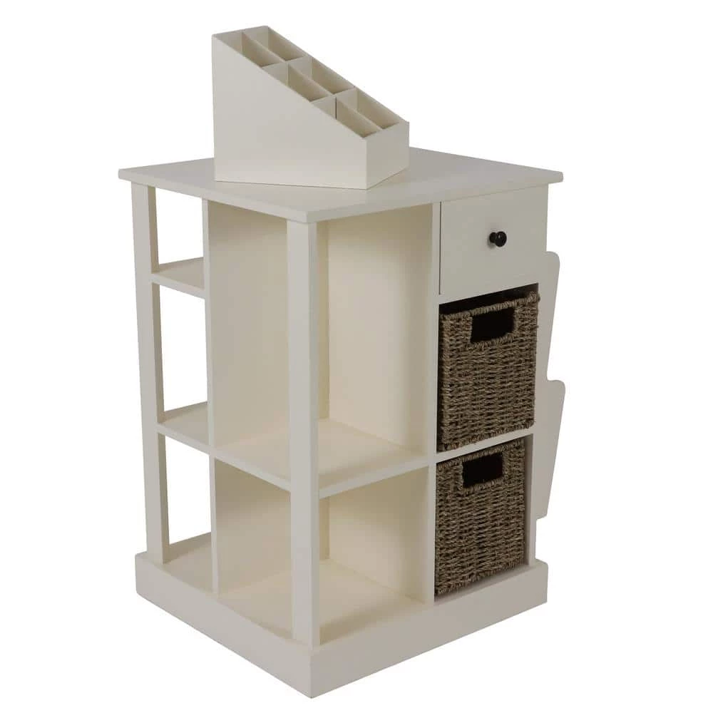 Nora White Accent Table with Storage and Shelves by Decor Therapy 2 Nora White Accent Table with Storage and Shelves by Decor Therapy - Image 2