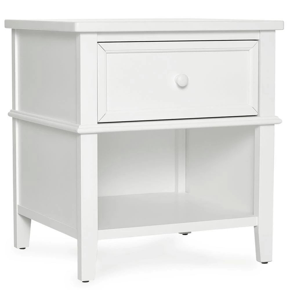 1-Drawer White Nightstand by Evolur 2 1-Drawer White Nightstand by Evolur - Image 2