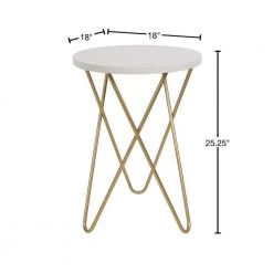 18 in. Elton White and Gold Round Wood End Table with Hairpin Legs by Decor Therapy 7 18 in. Elton White and Gold Round Wood End Table with Hairpin Legs by Decor Therapy -Decor Therapy Sale white gold decor therapy end side tables fr11301 40 1000