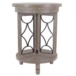Roberta 24.25 in. Winter Melody Ash and Bronze Side Table by Decor Therapy