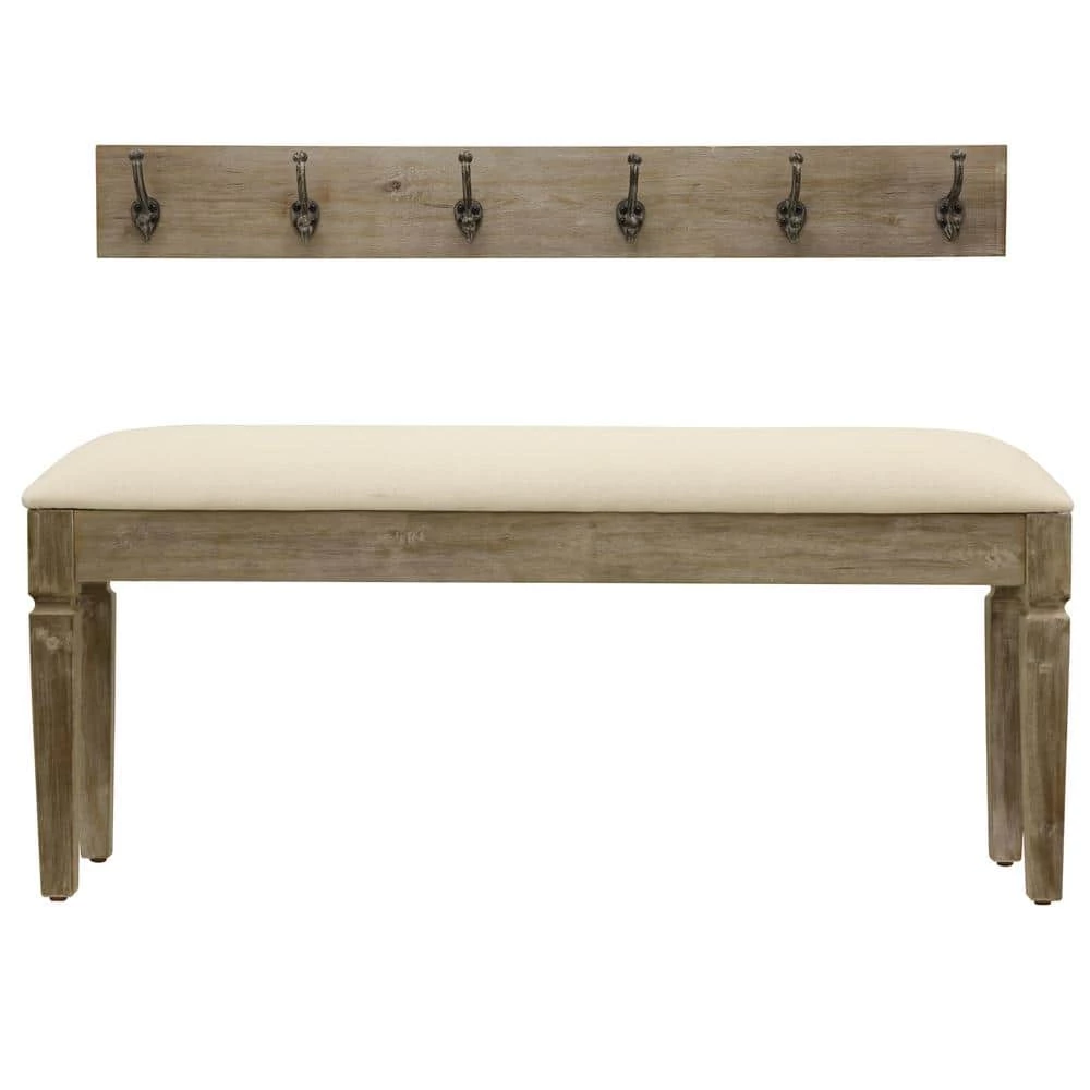 Waverly Off-White Bench with Coat Rack by Decor Therapy 3 Waverly Off-White Bench with Coat Rack by Decor Therapy - Image 3